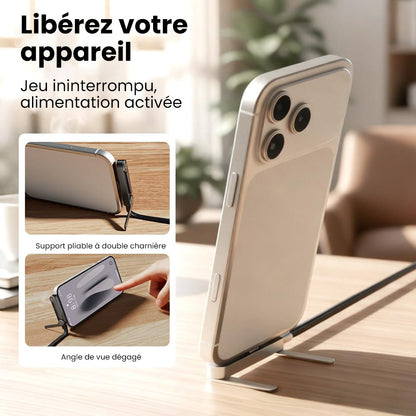🔥Édition 2026 améliorée - Support de recharge rapide à deux parties avec câble🔥Adaptateur de recharge rapide avec support de téléphone pliable à 360°