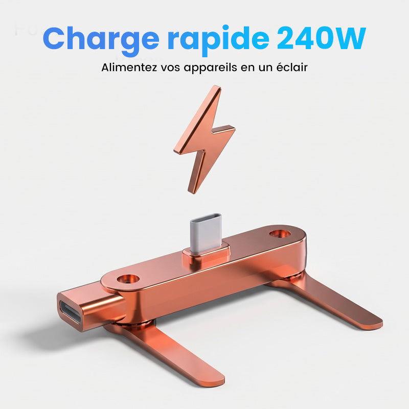 🔥Édition 2026 améliorée - Support de recharge rapide à deux parties avec câble🔥Adaptateur de recharge rapide avec support de téléphone pliable à 360°