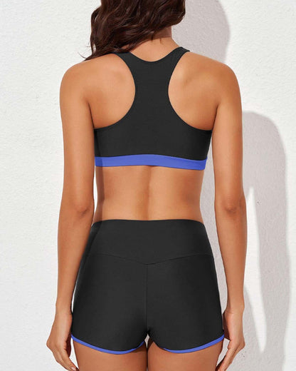 💕50% de réduction💕Ensemble de Bain Tankini Sportif Chic 3 Pièces pour Femme