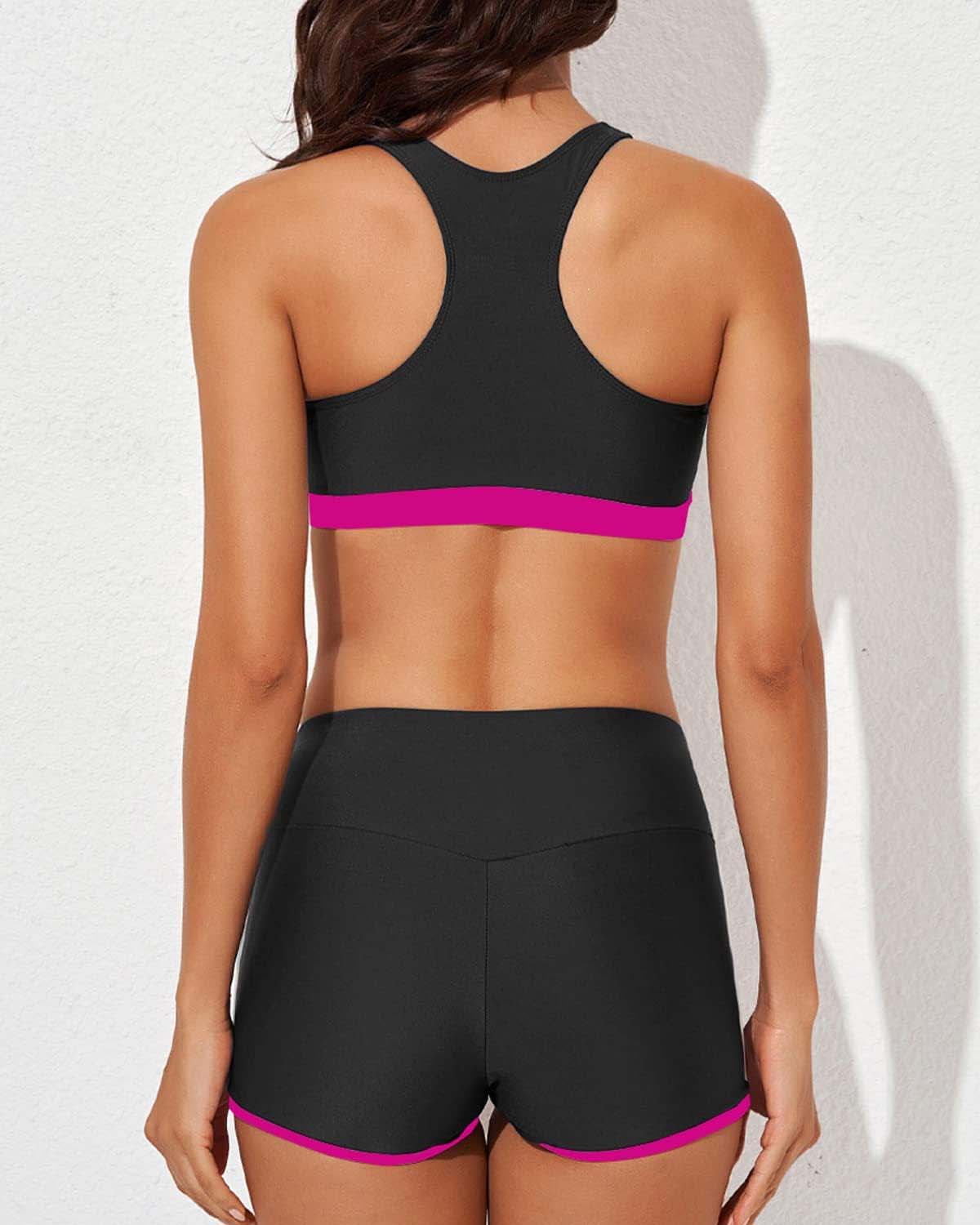 💕50% de réduction💕Ensemble de Bain Tankini Sportif Chic 3 Pièces pour Femme