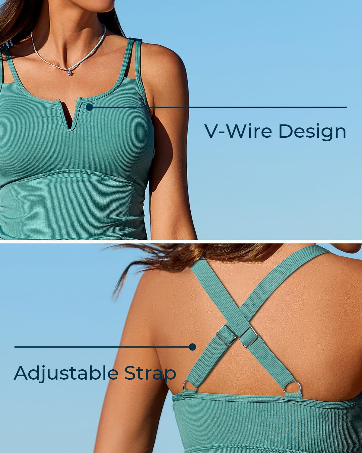 💃 PROMO ÉTÉ -50% ! 🌊 Tankini 2 Pièces Femme Gainant – Bretelles Réglables, Soutien-Gorge Intégré, Short Sport · Vert, Rose, Bleu & Noir · S–3XL (UK6-20) ✨