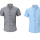 Chemise à manches courtes et col montant pour homme