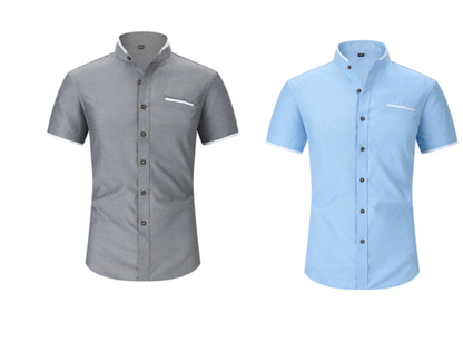 Chemise à manches courtes et col montant pour homme