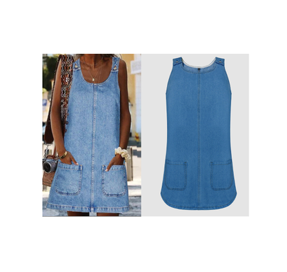 🔥 Le look le plus tendance de cet été ! Robe-salopette décontractée en jean pour femme