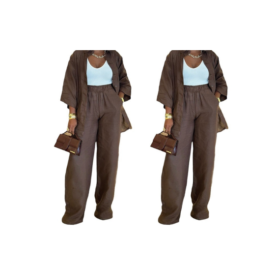 Ensemble deux pièces décontracté pour femme : chemise et pantalon, confortable et respirant ✨