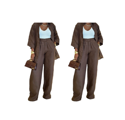 Ensemble deux pièces décontracté pour femme : chemise et pantalon, confortable et respirant ✨