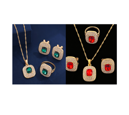 💎Brillez chaque jour : Ensemble de bijoux élégants en cristal et strass✨