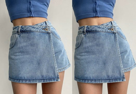 🔥-50% de réduction 👖 Jupe en jean femme, ourlet asymétrique, coupe courte, coupe couvrante, avec poches