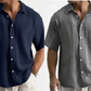 👔 Chemise Homme Manches Courtes en Coton Froissé Léger – Col Chemise Décontractée Été🤍 look chic décontracté pour bureau et quotidien