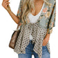 Cardigan pour Femme à Motif Floral avec Manches à Volants et Nœud