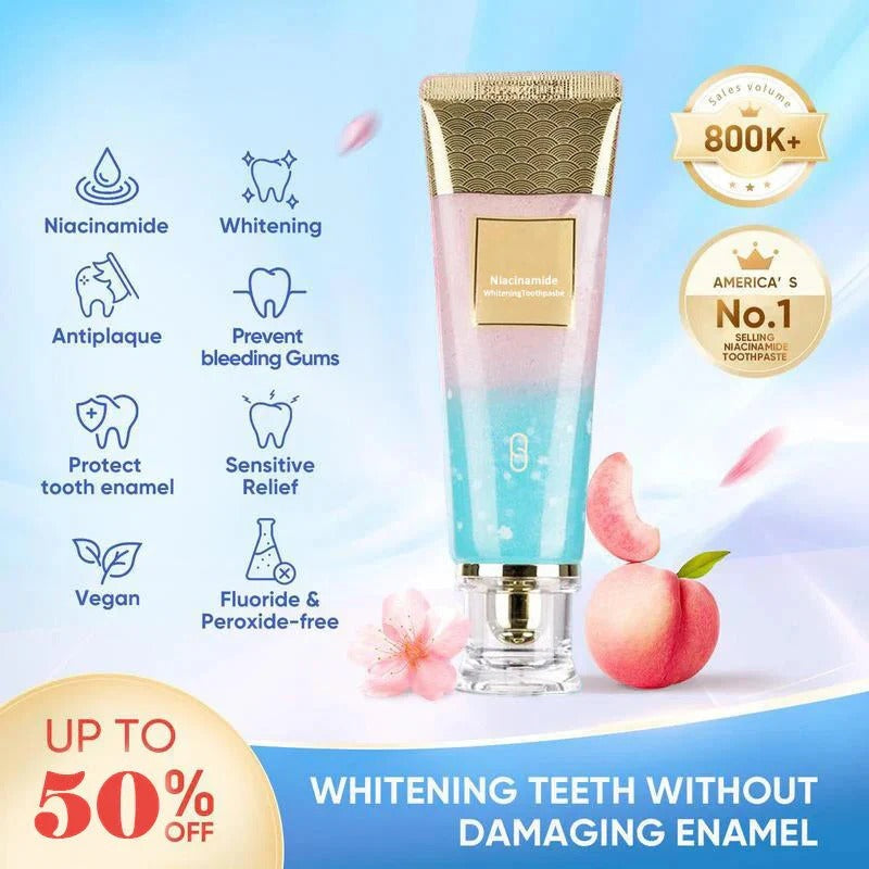 💖Dentifrice à la niacinamide pour des dents d'un blanc éclatant🦷Des dents d'un blanc nacré🦷La nouvelle arme secrète pour votre sourire !