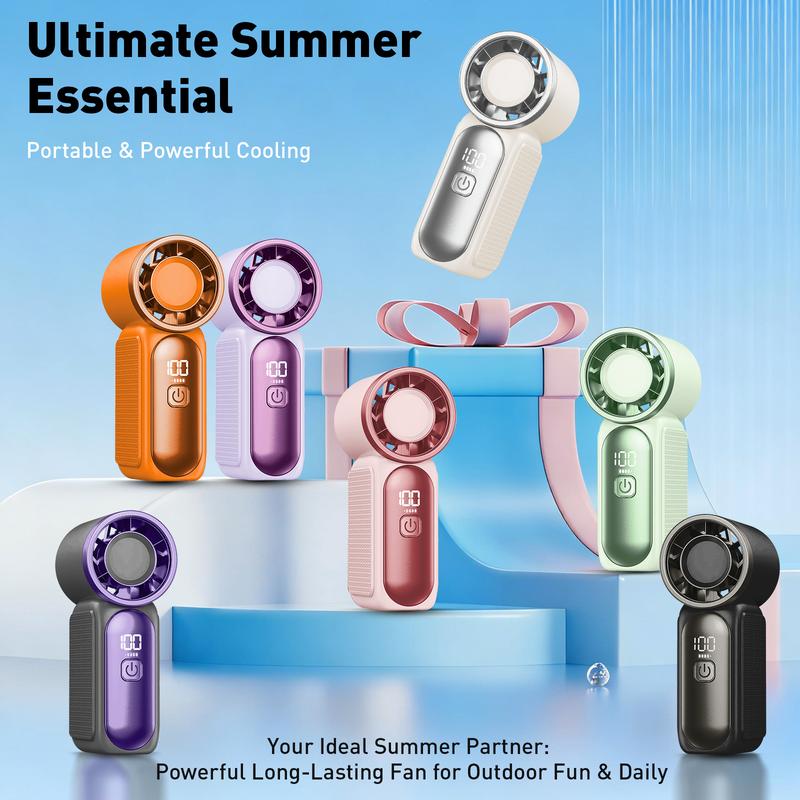 🌀💨Mini ventilateur portable avec affichage LED –👍 Ventilateur de poche turbo 5 vitesses.✨ Rechargeable par USB, refroidissement rapide idéal pour les voyages et le maquillage. Cadeau parfait. Réfrigération portable.