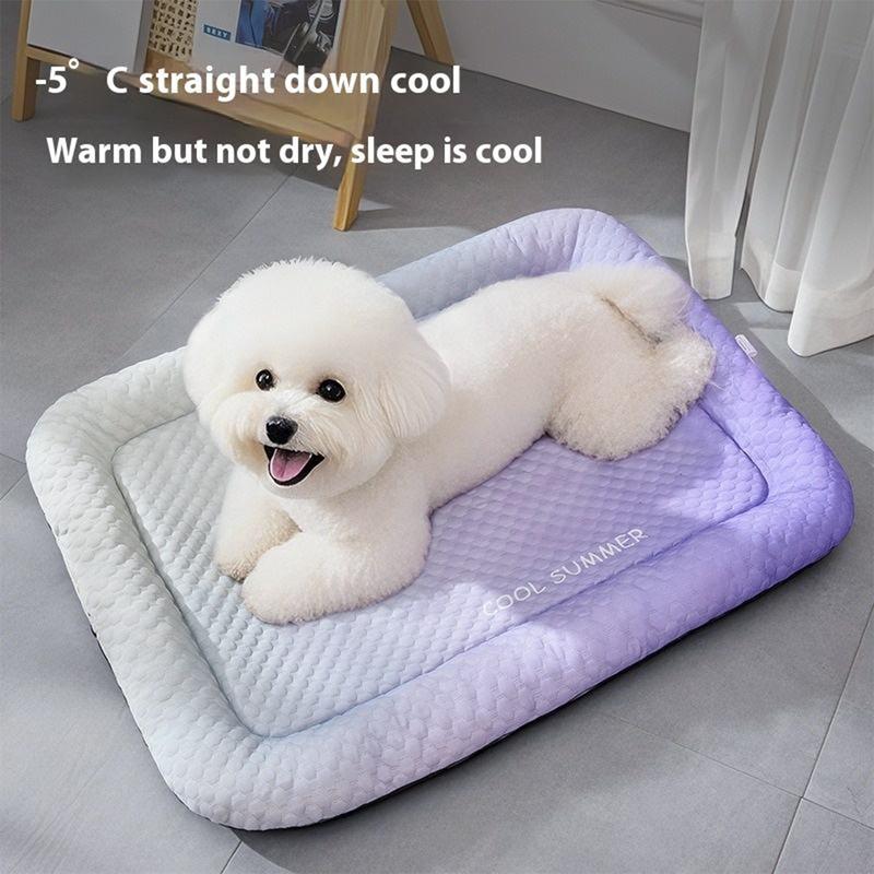 🐾Coussin rafraîchissant 3D pour chiens et chats – Nid doux en perles de gel, matelas à air pour été, tissu respirant, fraîcheur naturelle sans excès💤❄️