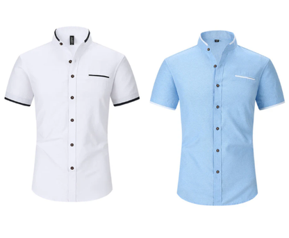 Chemise à manches courtes et col montant pour homme
