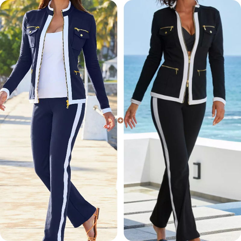 Ensemble de survêtement bicolore 2 pièces pour femme