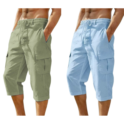 ⏰ -50% – Pour une durée limitée !👖Pantalon capri cargo en lin mélangé pour homme🌬️ Léger, respirant et conçu pour le confort