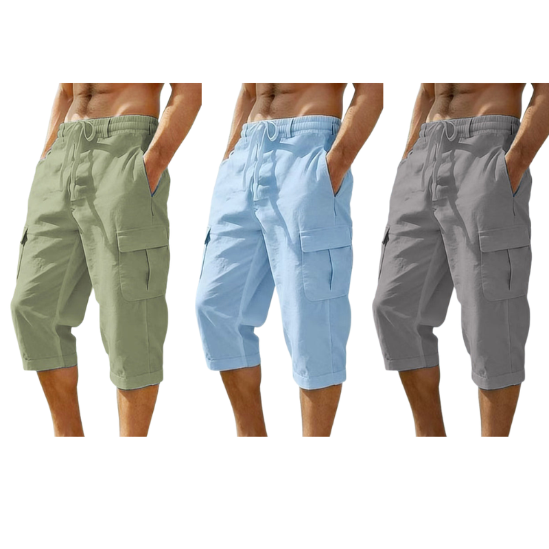 ⏰ -50% – Pour une durée limitée !👖Pantalon capri cargo en lin mélangé pour homme🌬️ Léger, respirant et conçu pour le confort