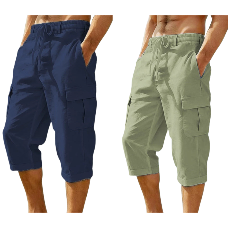 ⏰ -50% – Pour une durée limitée !👖Pantalon capri cargo en lin mélangé pour homme🌬️ Léger, respirant et conçu pour le confort