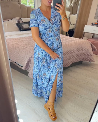 🔥 Printemps 2026 Nouveautés 🔥Robe à motif floral et décolleté en V