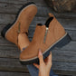 Bottines pour femmes à bout rond et fermeture à glissière sur le côté