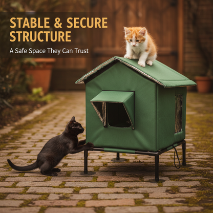 🐱 PROMO LIMITÉE 38% DE RÉDUCTION ! ✨ Maison pour Chat d‘Extérieur surélevée – Imperméable, Isolante, Stable et Pliable 🌧️
