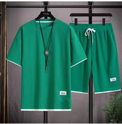👕 50% DE RÉDUCTION! 🧇 Ensemble 2 Pièces T-Shirt & Short en Tissu Gaufré – Léger, Respirant & Parfait Pour Un Look Décontracté En Été ☀️