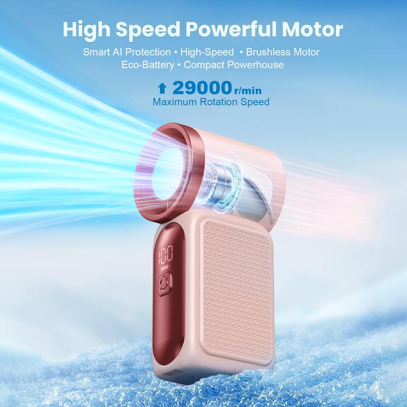 🌀💨Mini ventilateur portable avec affichage LED –👍 Ventilateur de poche turbo 5 vitesses.✨ Rechargeable par USB, refroidissement rapide idéal pour les voyages et le maquillage. Cadeau parfait. Réfrigération portable.