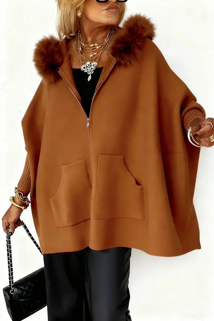 📢📢50 % DE RÉDUCTION !!! ✨Veste décontractée unie à col en fourrure pour femme