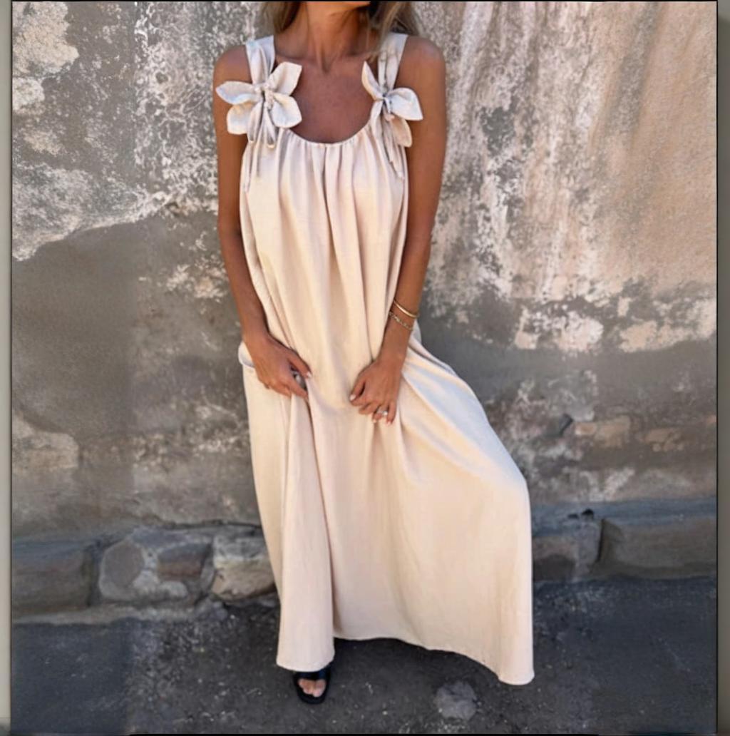 💕Robe de couleur unie pour femme avec motif floral et encolure en U