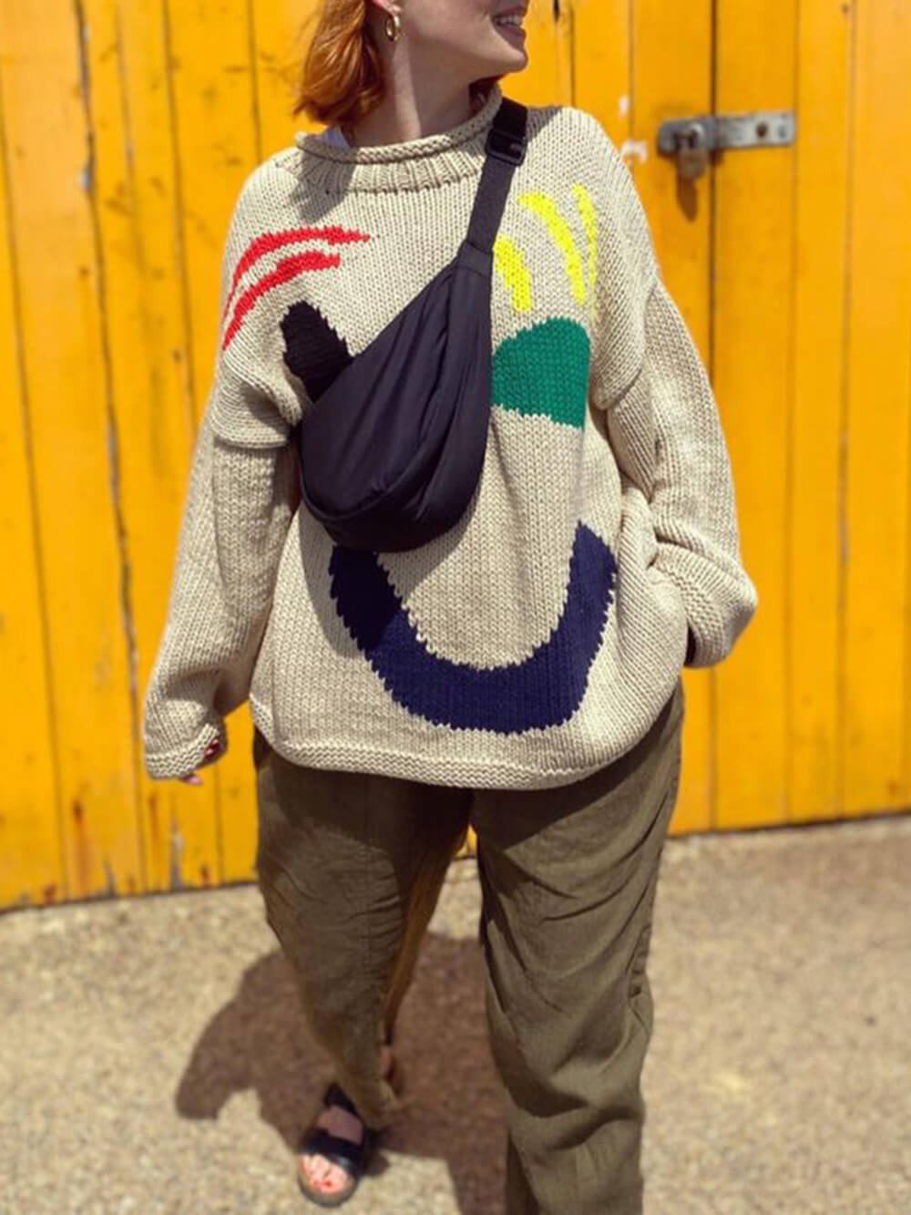 Joyeux dimanche-Pull en Tricot pour Femmes