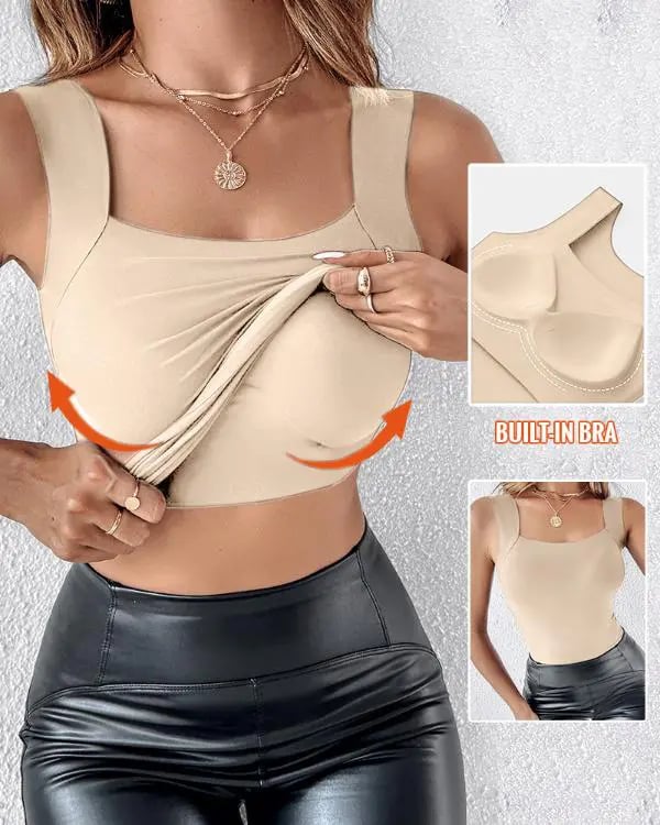 👙 50% DE RÉDUCTION ! 💃 Débardeur Femme avec Soutien-Gorge Intégré – Ultra Confort, Silhouette Parfaite & Matière Douce ✨