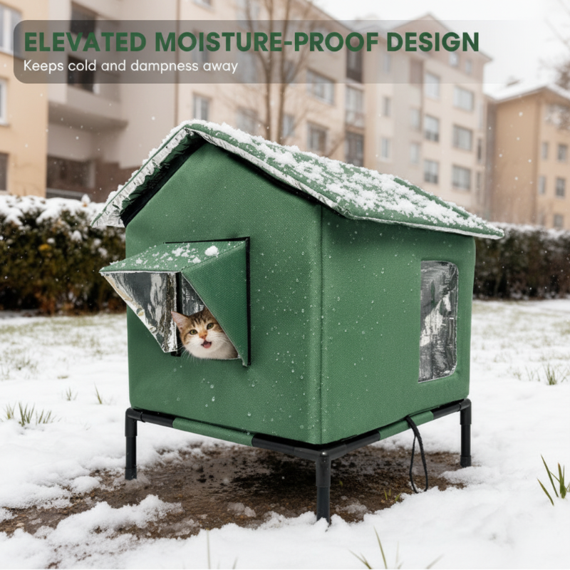 🐱 PROMO LIMITÉE 38% DE RÉDUCTION ! ✨ Maison pour Chat d‘Extérieur surélevée – Imperméable, Isolante, Stable et Pliable 🌧️