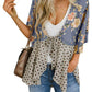 Cardigan pour Femme à Motif Floral avec Manches à Volants et Nœud