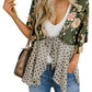 Cardigan pour Femme à Motif Floral avec Manches à Volants et Nœud