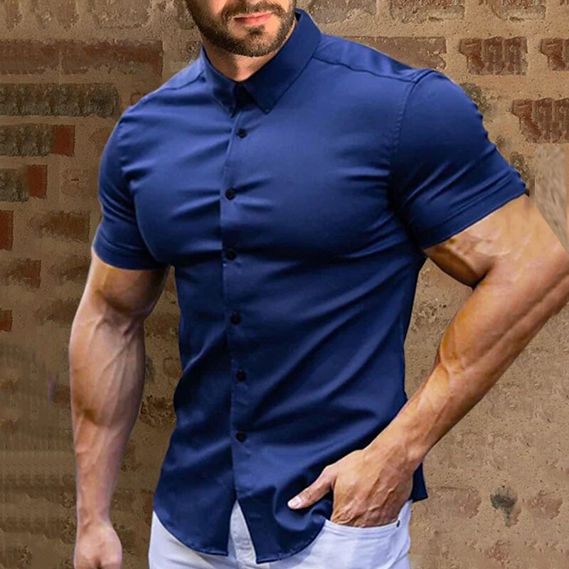 💎 60% DE RÉDUCTION ! 💎 Chemise à Manches Courtes à Boutons pour Hommes – Sans Repassage, Infroissable & Idéale pour l’Été ☀️👔