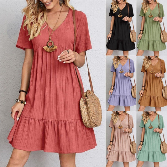 👚💃Robe fluide décontractée à nouer à la taille - Achetez-en 2, livraison gratuite