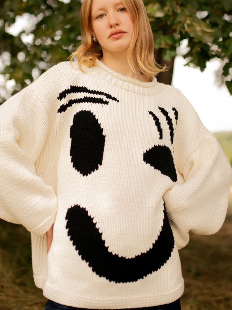 Joyeux dimanche-Pull en Tricot pour Femmes