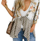 Cardigan pour Femme à Motif Floral avec Manches à Volants et Nœud