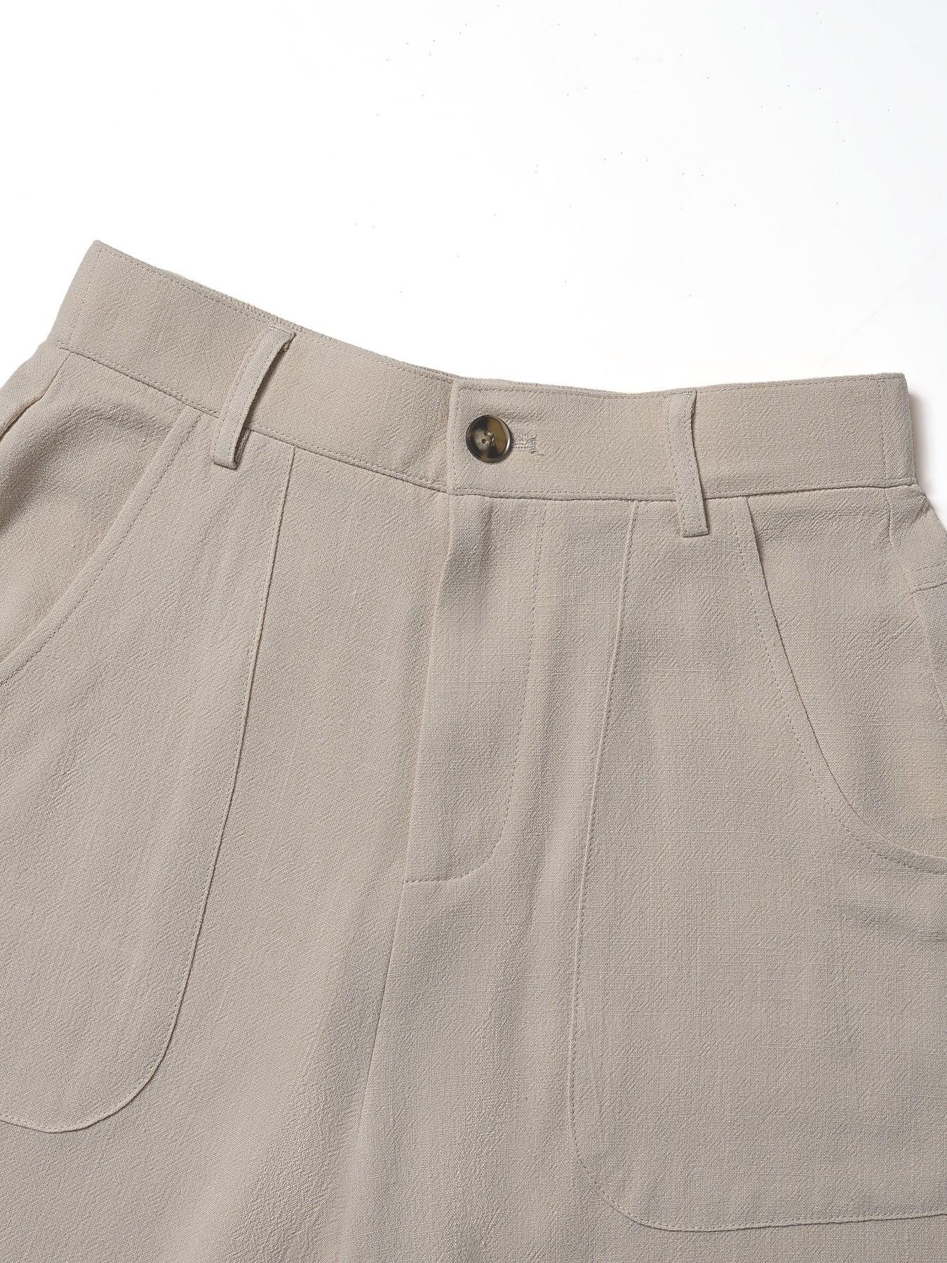 Pantalon large pour femme, avec poches et taille haute