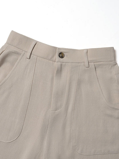 Pantalon large pour femme, avec poches et taille haute