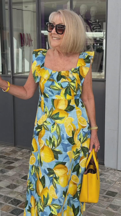 💥Summer sale-50% OFF🍋Plus Size Lemon Printing Tunic Dress
