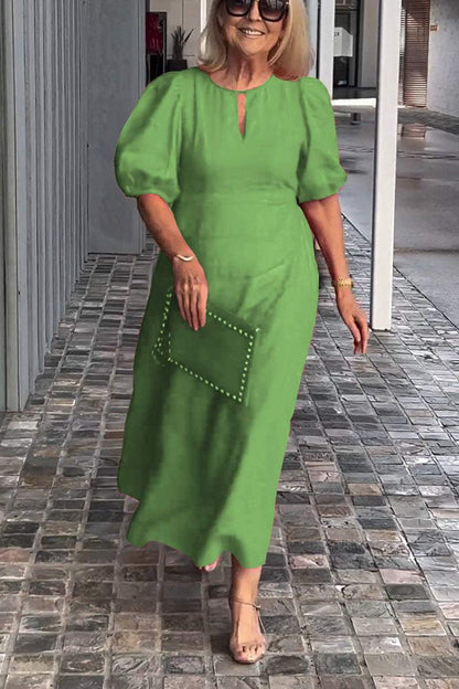🎉Nouvelles ventes - 50% de réduction🎉Robe en coton et lin de couleur unie