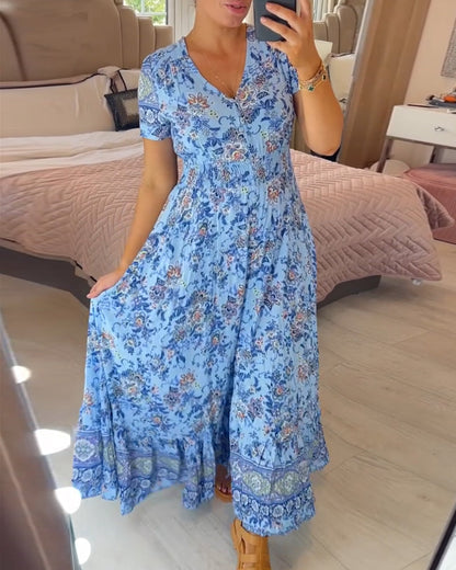 🔥 Printemps 2026 Nouveautés 🔥Robe à motif floral et décolleté en V