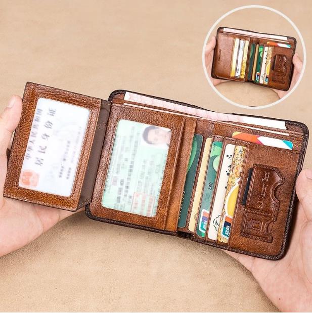 🔥 Nouveauté 2026 🔥 Portefeuille minimaliste en cuir avec protection RFID pour homme – Ultra-fin, véritable cuir de première qualité, design court pour un usage quotidien
