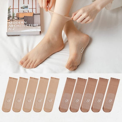 🔥Chaussettes soyeuses en coton antidérapantes