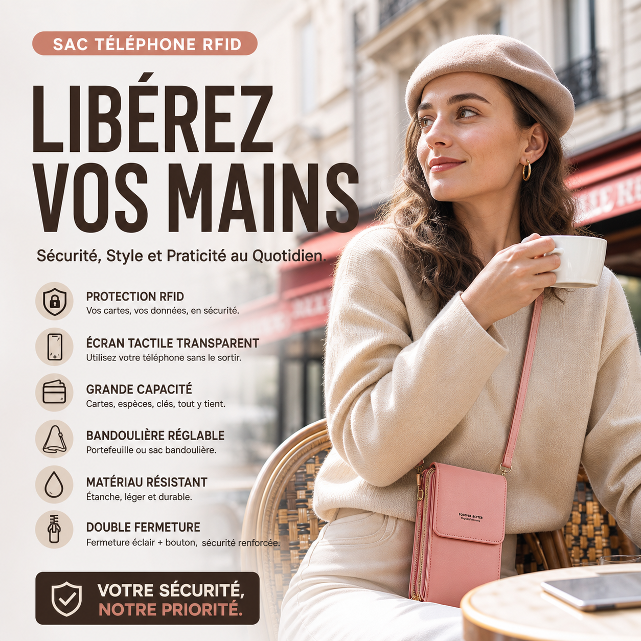 👜 50% DE RÉDUCTION! 💃Vente pour la Fête des Mères - Sac en cuir antivol