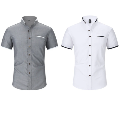 Chemise à manches courtes et col montant pour homme