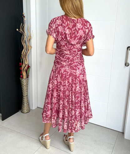 🎁  Vente chaude 49% de réduction 🔥 Robe imprimée à col V hors épaule pour femmes