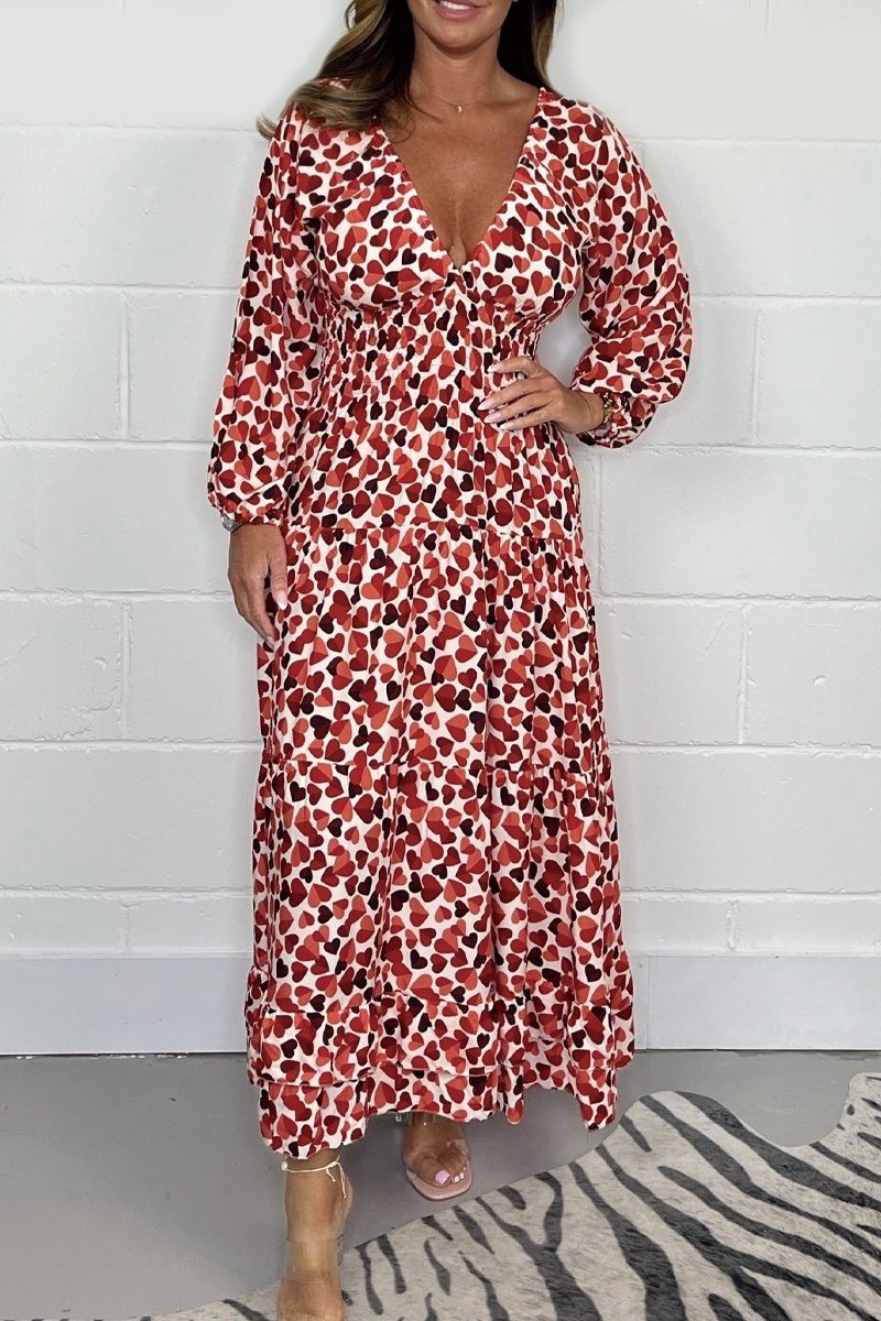 🔥Offre promotionnelle à moitié prix💕Sexy robe décolleté plongeant pour femmes imprimées💃