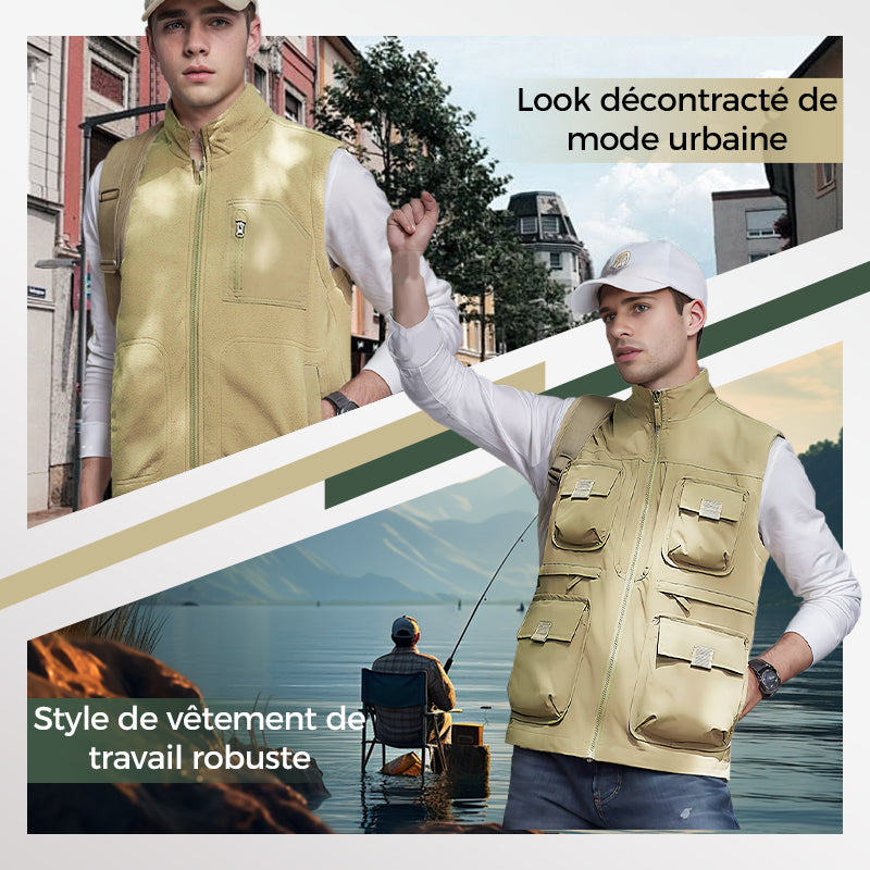 Gilet Rembourré Réversible Multi-Poches pour Hommes & Femmes